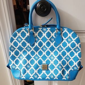 Dooney & Bourke turquoise & White Medium Domed Leather Tote Bag- like new